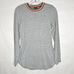 Rue 21 Woman’s Sweater sz Sm Long Sleeve Rainbow Pride Neckline Shirt Soft